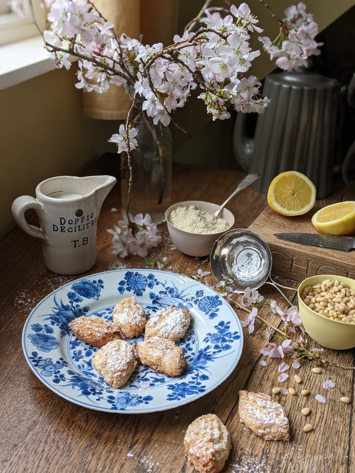 Ricciarelli biscuits and Cherry blossom
