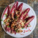 Pan fried halloumi with radicchio jerusalem artichoke and pomegranate